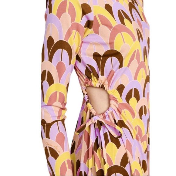 NWT Cara Cara Celeste Geo Lavender Zest Side Cut Out Jersey Knit Midi Dress XS - Picture 2 of 12